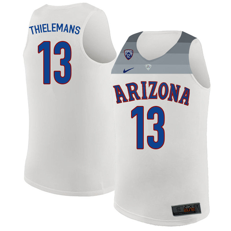 2018 Men #13 Omar Thielemans Arizona Wildcats College Basketball Jerseys Sale-White